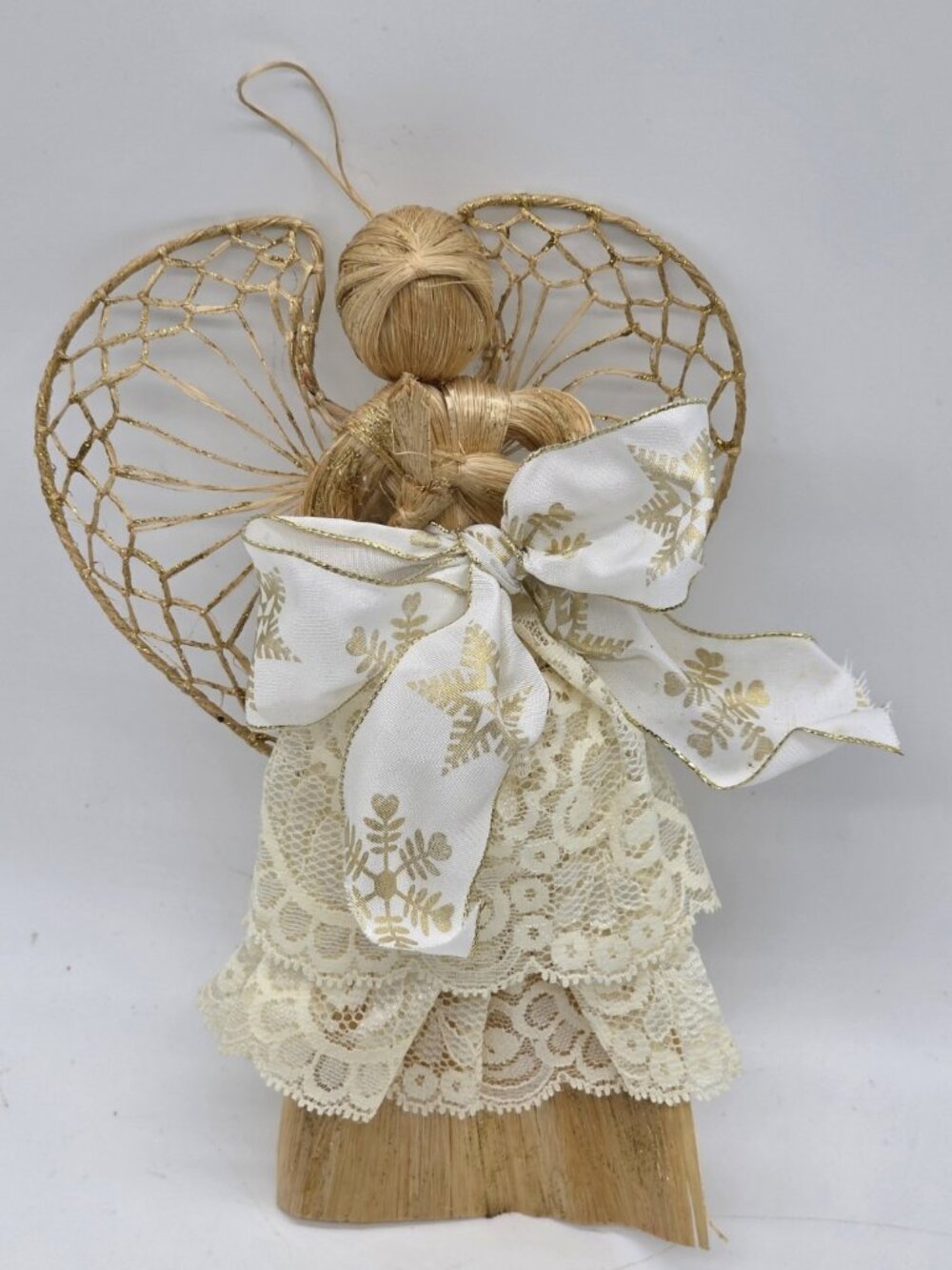 Vintage Hanging Corn Husk Angel Christmas Tree Ornament Or Decor Cottage Country